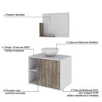 Conjunto Balcão C-cuba R30 E Espelheira Soft 600 Branco Chess C-carvalho Branco Chess C-carvalho Dark