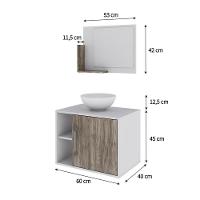 Conjunto Balcão C-cuba R30 E Espelheira Soft 600 Branco Chess C-carvalho Branco Chess C-carvalho Dark - 5