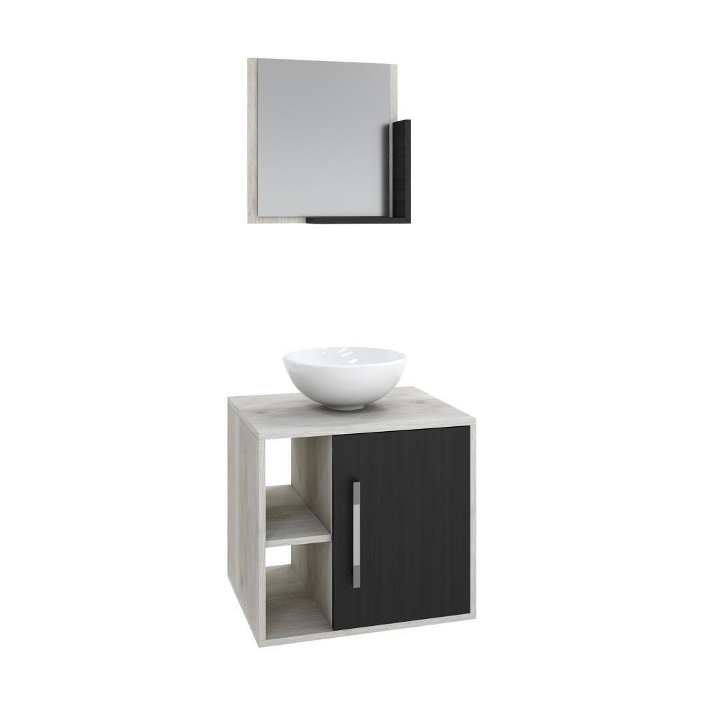 Conjunto Balcão C-cuba R30 E Espelheira Soft 500 Snow C-branco Chess Snow C-preto ônix - 2