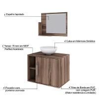 Conjunto Balcão C-cuba R30 E Espelheira Soft 600 Carvalho Dark C-preto ônix Nogal