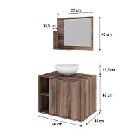 Conjunto Balcão C-cuba R30 E Espelheira Soft 600 Carvalho Dark C-preto ônix Nogal - 5