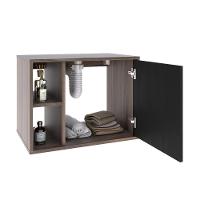 Conjunto Balcão C-cuba R30 E Espelheira Soft 600 Nogal C-branco Chess Nogal C-preto ônix - 3