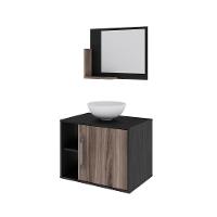 Conjunto Balcão C-cuba R30 E Espelheira Soft 600 Preto ônix C-carvalho Dark Preto ônix C-nogal - 2