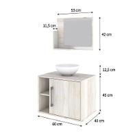 Conjunto Balcão C-cuba R30 E Espelheira Soft 600 Nogal C-preto ônix Snow - 5