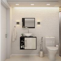 Conjunto Balcão C-cuba R30 E Espelheira Soft 600 Preto ônix C-nogal Preto Onix C-snow - 1