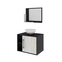 Conjunto Balcão C-cuba R30 E Espelheira Soft 600 Preto ônix C-nogal Preto Onix C-snow - 2