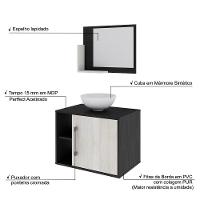 Conjunto Balcão C-cuba R30 E Espelheira Soft 600 Preto ônix C-nogal Preto Onix C-snow