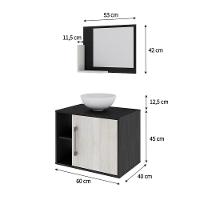 Conjunto Balcão C-cuba R30 E Espelheira Soft 600 Preto ônix C-nogal Preto Onix C-snow - 5