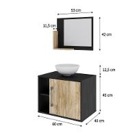 Conjunto Balcão C-cuba R30 E Espelheira Soft 600 Preto ônix C-branco Chess Preto ônix C-carvalho - 5