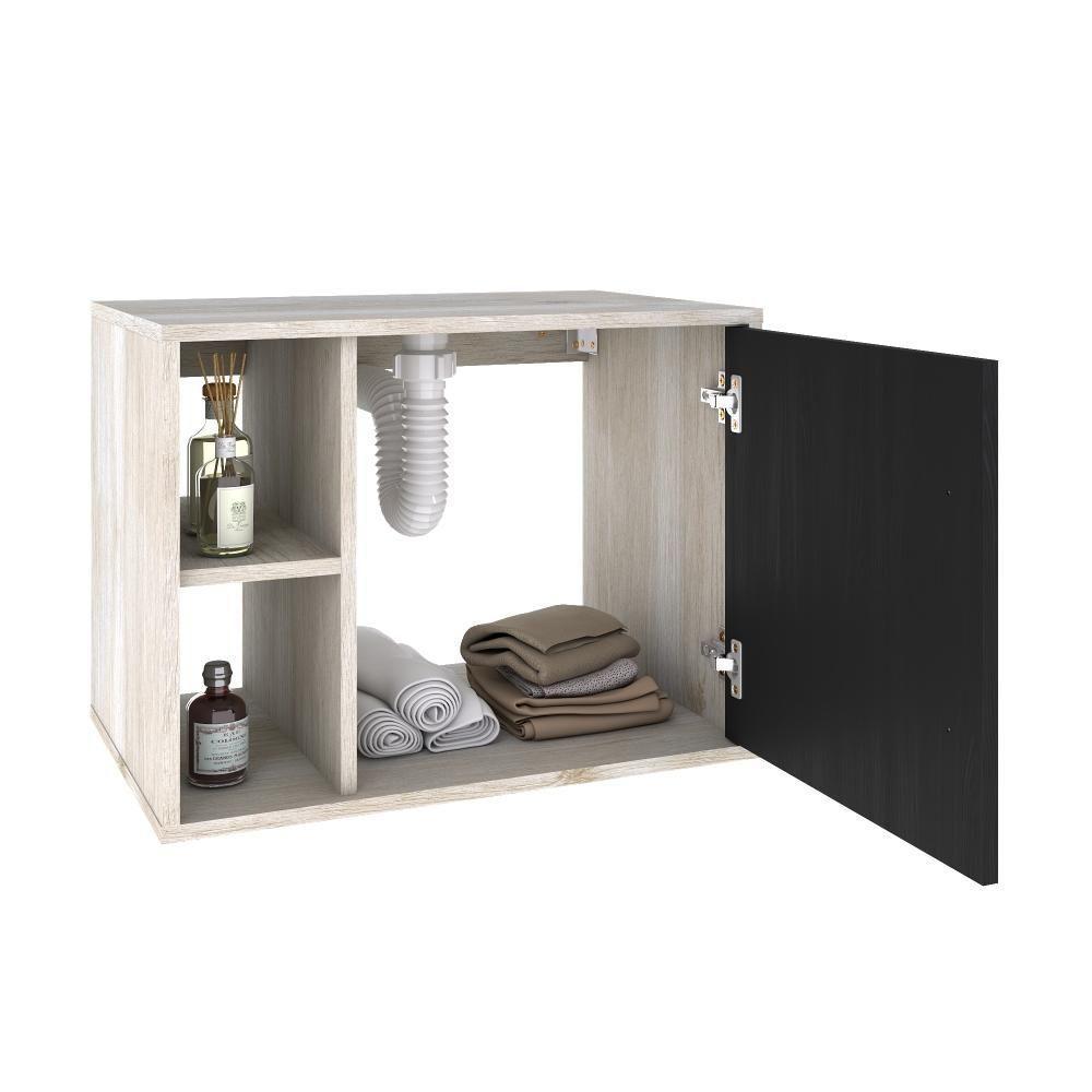 Conjunto Balcão C-cuba R30 E Espelheira Soft 600 Snow C-branco Chess Snow C-preto ônix - 3