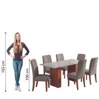 Conjunto De Mesa Sala De Jantar Ripada Tampo Com Vidro Santiago 1,80m 6 Cadeiras Grécia Dobuê Madeirado Mascavo - 7