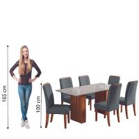 Conjunto De Mesa Sala De Jantar Ripada Tampo Com Vidro Santiago 1,80m 6 Cadeiras Grécia Dobuê Madeirado/Grafite - 5