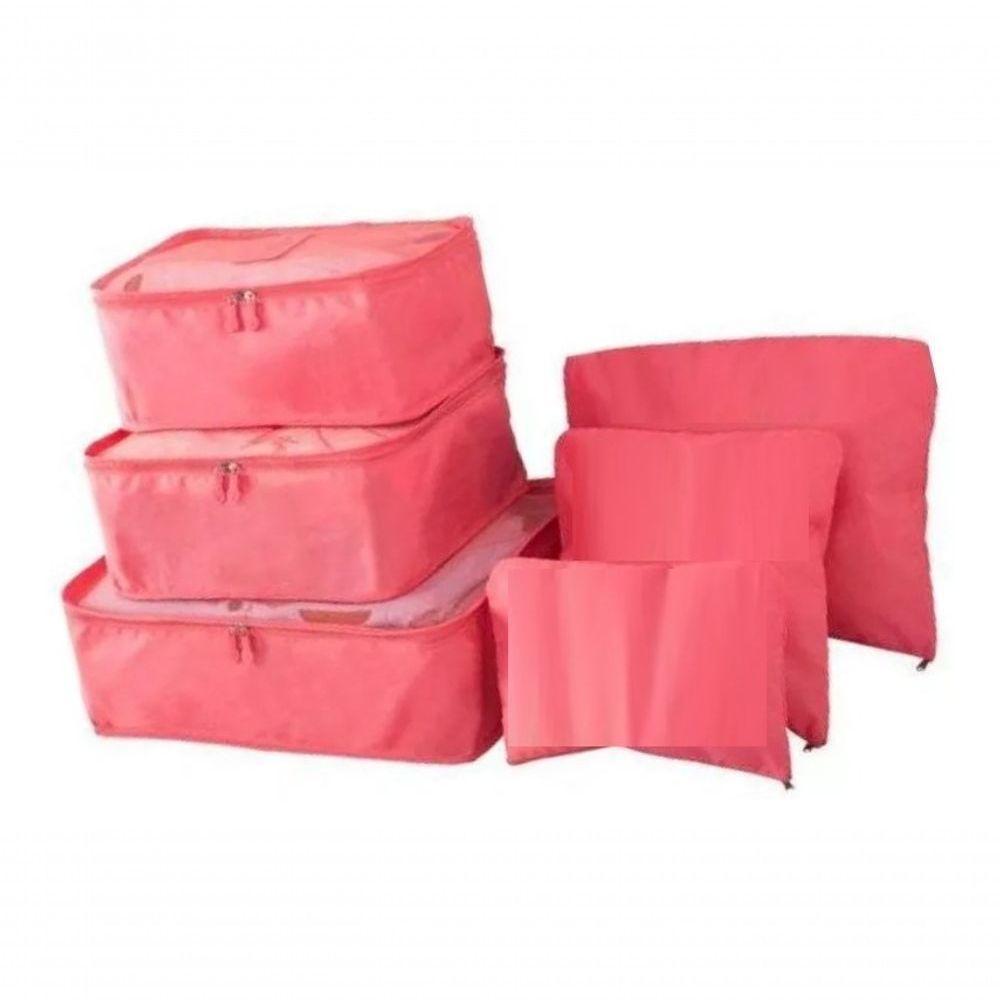 Organizador De Mala 6 Pçs Necessaire Viagem Bolsa Saco Salmão - 1