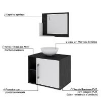 Conjunto Balcão C-cuba R30 E Espelheira Soft 600 Preto ônix Preto ônix C-branco Chess