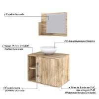 Conjunto Balcão C-cuba R30 E Espelheira Soft 600 Preto Onix C-snow Carvalho