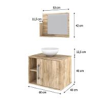 Conjunto Balcão C-cuba R30 E Espelheira Soft 600 Preto Onix C-snow Carvalho - 5