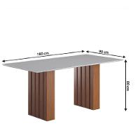 Conjunto De Mesa Sala De Jantar Ripada Tampo Com Vidro 1,80m 6 Cadeiras Santiago Dobuê Madeirado Off White - 3