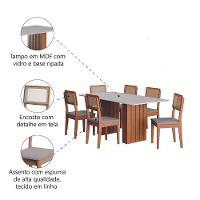 Conjunto De Mesa Sala De Jantar Ripada Tampo Com Vidro 1,80m 6 Cadeiras Santiago Dobuê Madeirado Off White - 5