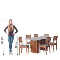 Conjunto De Mesa Sala De Jantar Ripada Tampo Com Vidro 1,80m 6 Cadeiras Santiago Dobuê Madeirado Off White - 7