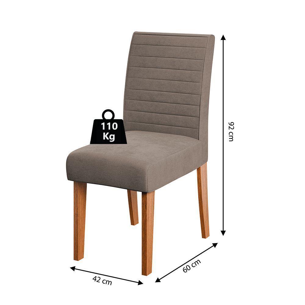 Conjunto Mesa De Jantar 1,80m Ripada Com Vidro 6 Cadeiras Creta - Dobuê - Madeirado/Mascavo - 4