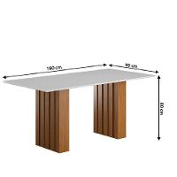 Conjunto Mesa De Jantar 1,80m Ripada Com Vidro 6 Cadeiras Creta - Dobuê - Madeirado/Mascavo - 3