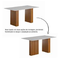 Conjunto Mesa De Jantar 1,80m Ripada Com Vidro 6 Cadeiras Creta - Dobuê - Madeirado/Mascavo - 6