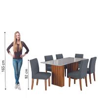 Conjunto De Mesa Sala De Jantar Ripada Tampo Com Vidro Santiago 1,80m 6 Cadeiras Creta Dobuê Madeirado/grafite - 7