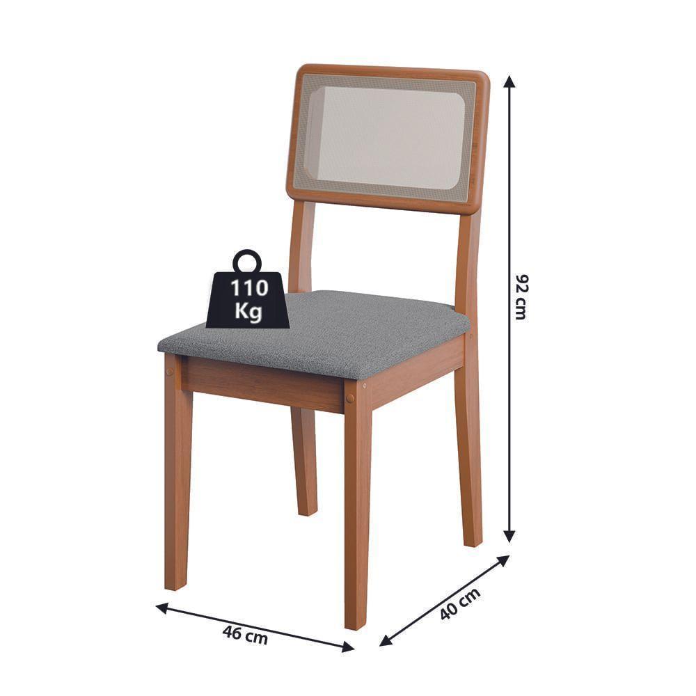 Conjunto De Mesa Sala De Jantar Ripada Tampo Com Vidro 1,80m 6 Cadeiras Santiago Dobuê Madeirado / Cinza - 4