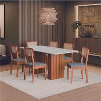 Conjunto De Mesa Sala De Jantar Ripada Tampo Com Vidro 1,80m 6 Cadeiras Santiago Dobuê Madeirado / Cinza - 2
