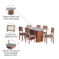 Conjunto De Mesa Sala De Jantar Ripada Tampo Com Vidro 1,80m 6 Cadeiras Santiago Dobuê Madeirado / Cinza - 5