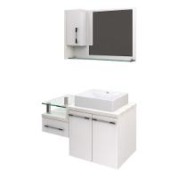 Conjunto Balcão C-cuba Q39 E Espelheira Legno 830 Branco Chess C-preto ônix Branco Chess C-snow - 2