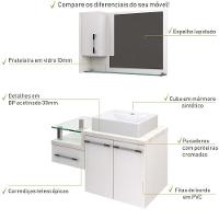 Conjunto Balcão C-cuba Q39 E Espelheira Legno 830 Branco Chess C-preto ônix Branco Chess C-snow - 5