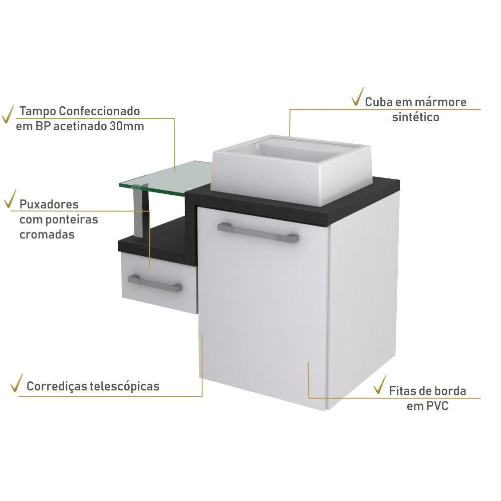 Conjunto Balcão C-cuba Q32 Legno 630 Branco Chess C-nogal Branco Chess C-preto ônix - 5
