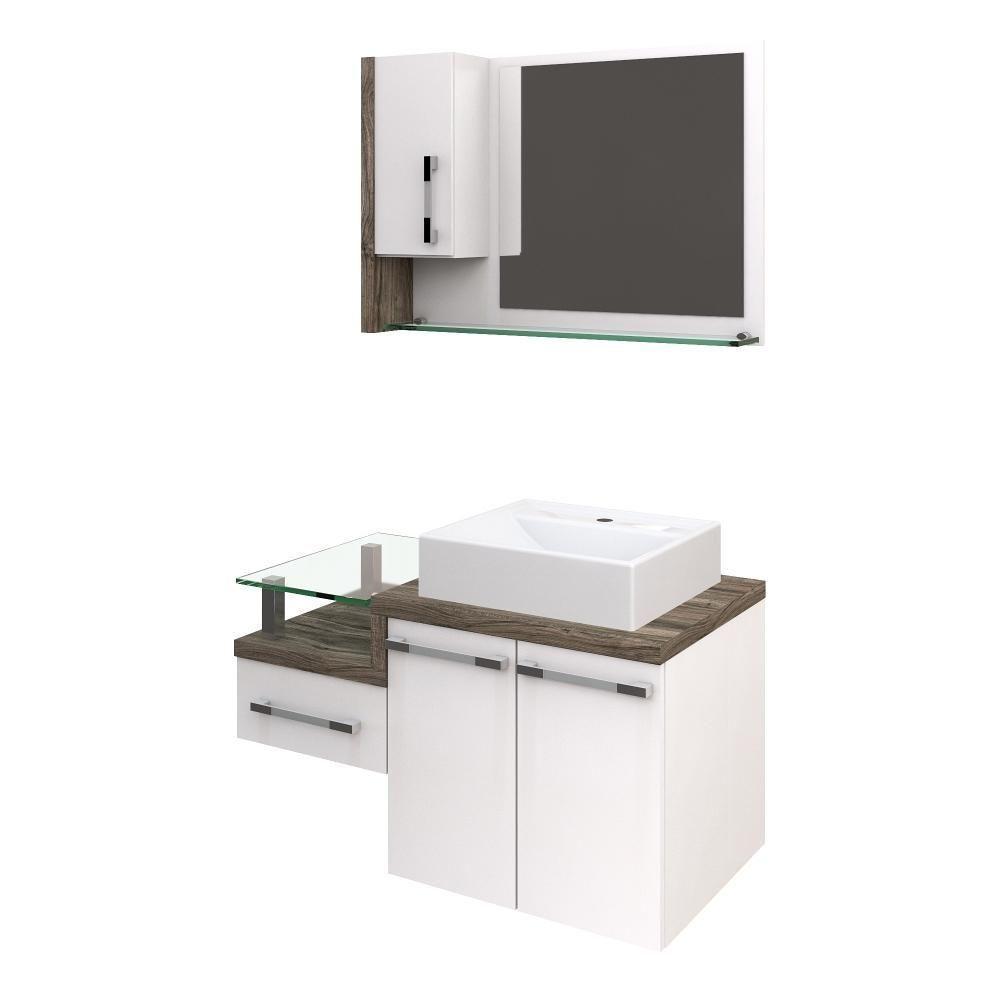 Conjunto Balcão C-cuba Q39 E Espelheira Legno 830 Branco Chess C-carvalho Branco Chess C-carvalho Dark - 2