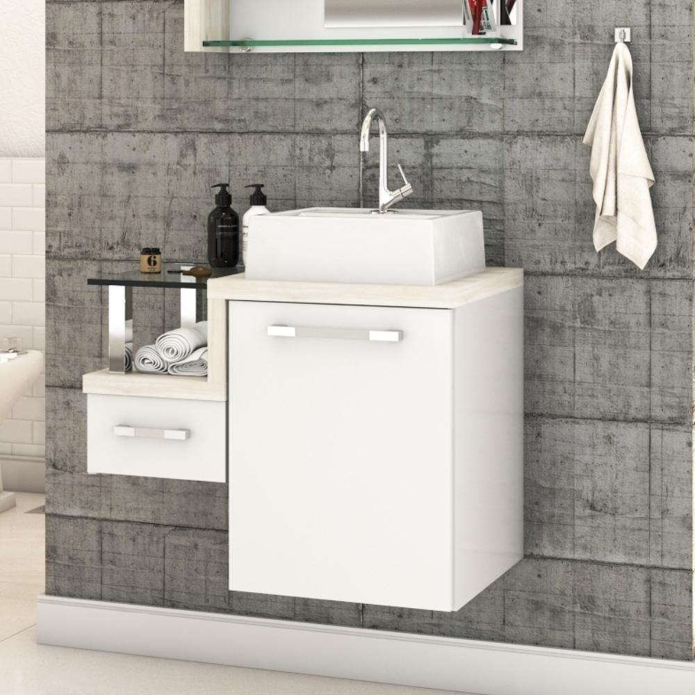 Conjunto Balcão C-cuba Q32 Legno 630 Branco Chess C-preto ônix Branco Chess C-snow - 1