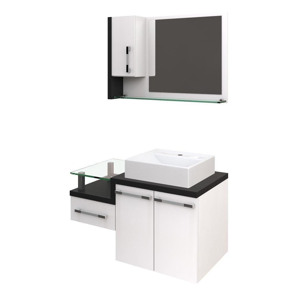 Conjunto Balcão C-cuba Q39 E Espelheira Legno 830 Branco Chess C-nogal Branco Chess C-preto ônix - 2