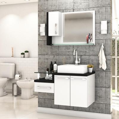 Conjunto Balcão C-cuba Q39 E Espelheira Legno 830 Branco Chess C-nogal Branco Chess C-preto ônix