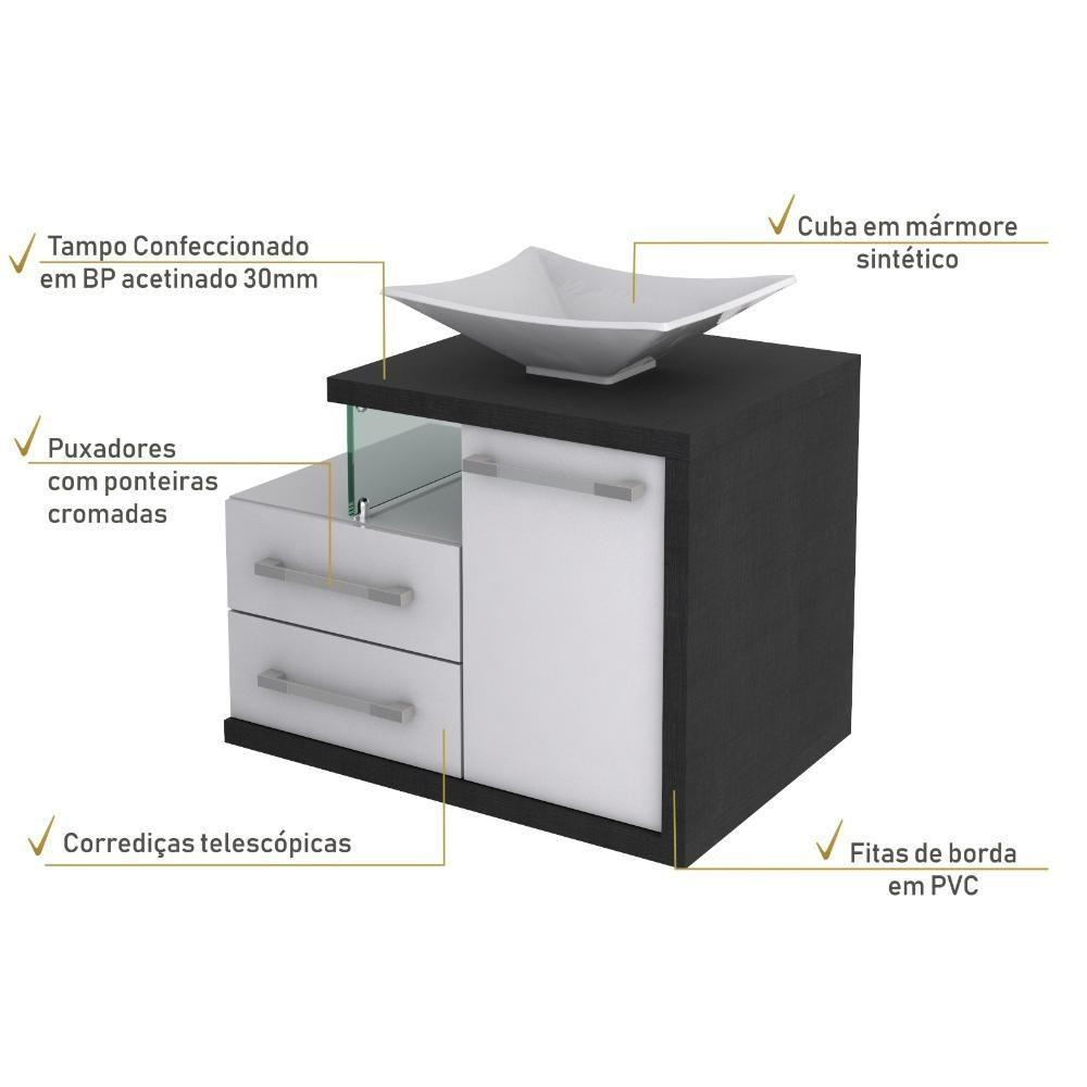 Conjunto Balcão C-cuba L38 Legno 650 Branco Chess C-nogal Branco Chess C-preto ônix - 4