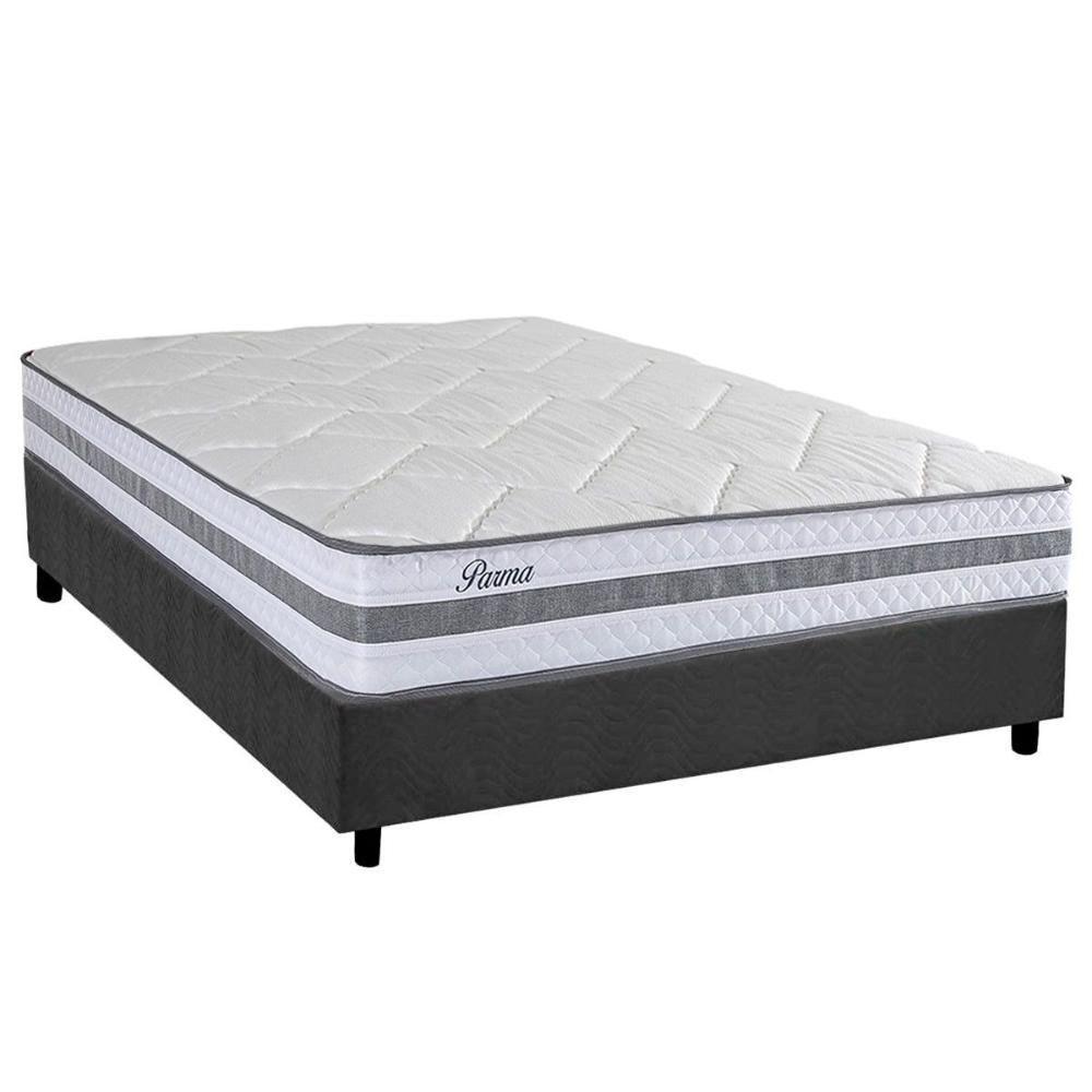 Cama Box Casal: Colchão Molas Masterpocket Ensacadas Herval Parma + Base Crc Suede Gray (138x188) - 1