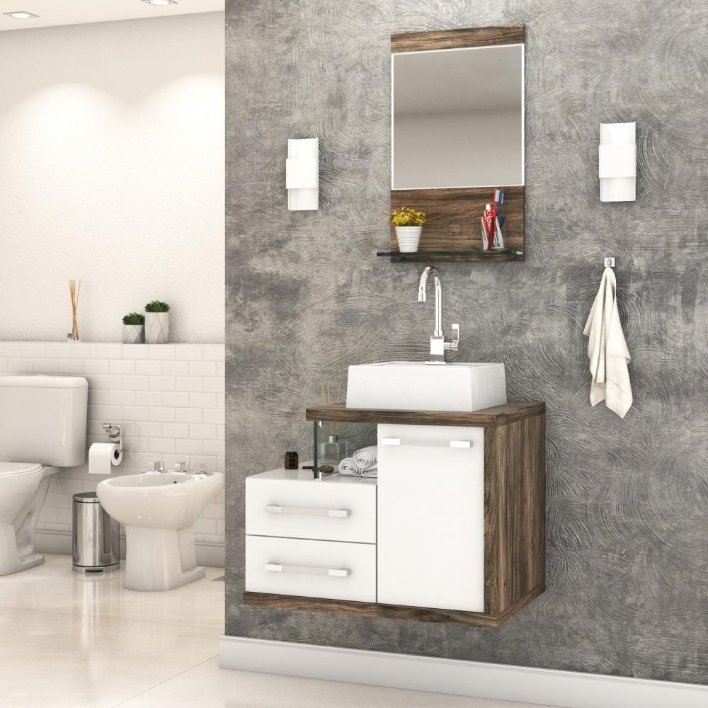 Conjunto Balcão C-cuba Q32 E Espelheira Legno 651 Branco Chess C-carvalho Branco Chess C-carvalho Dark - 1