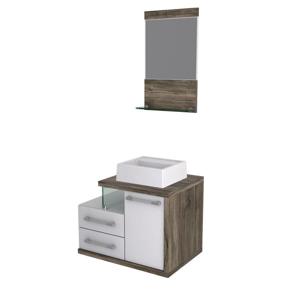 Conjunto Balcão C-cuba Q32 E Espelheira Legno 651 Branco Chess C-carvalho Branco Chess C-carvalho Dark - 2