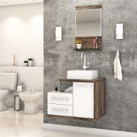 Conjunto Balcão C-cuba Q32 E Espelheira Legno 651 Branco Chess C-carvalho Branco Chess C-carvalho Dark - 1