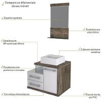 Conjunto Balcão C-cuba Q32 E Espelheira Legno 651 Branco Chess C-carvalho Branco Chess C-carvalho Dark - 5