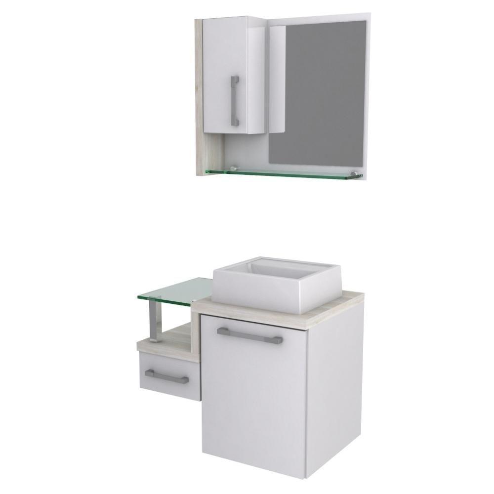 Conjunto Balcão C-cuba Q32 E Espelheira Legno 630 Branco Chess C-preto ônix Branco Chess C-snow - 2