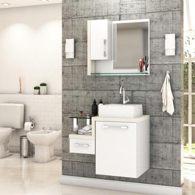Conjunto Balcão C-cuba Q32 E Espelheira Legno 630 Branco Chess C-preto ônix Branco Chess C-snow