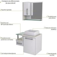 Conjunto Balcão C-cuba Q32 E Espelheira Legno 630 Branco Chess C-preto ônix Branco Chess C-snow - 5