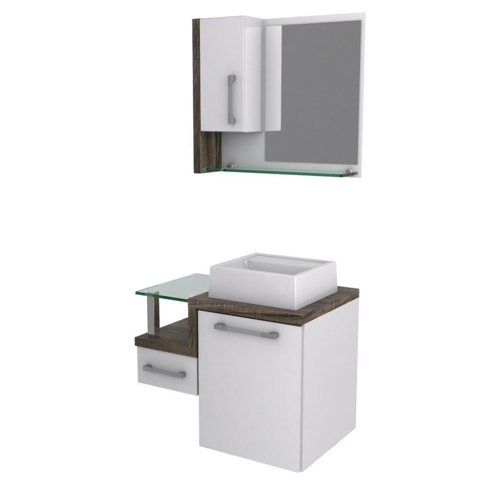 Conjunto Balcão C-cuba Q32 E Espelheira Legno 630 Branco Chess C-carvalho Branco Chess C-carvalho Dark - 2