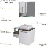 Conjunto Balcão C-cuba Q32 E Espelheira Legno 630 Branco Chess C-carvalho Branco Chess C-carvalho Dark - 5