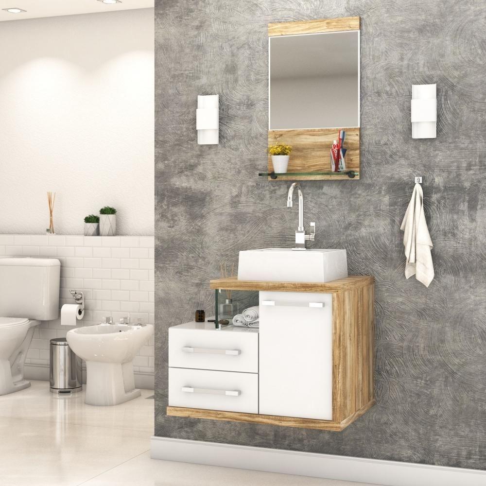 Conjunto Balcão C-cuba Q32 E Espelheira Legno 651 Branco Chess C-branco Chess Branco Chess C-carvalho - 1