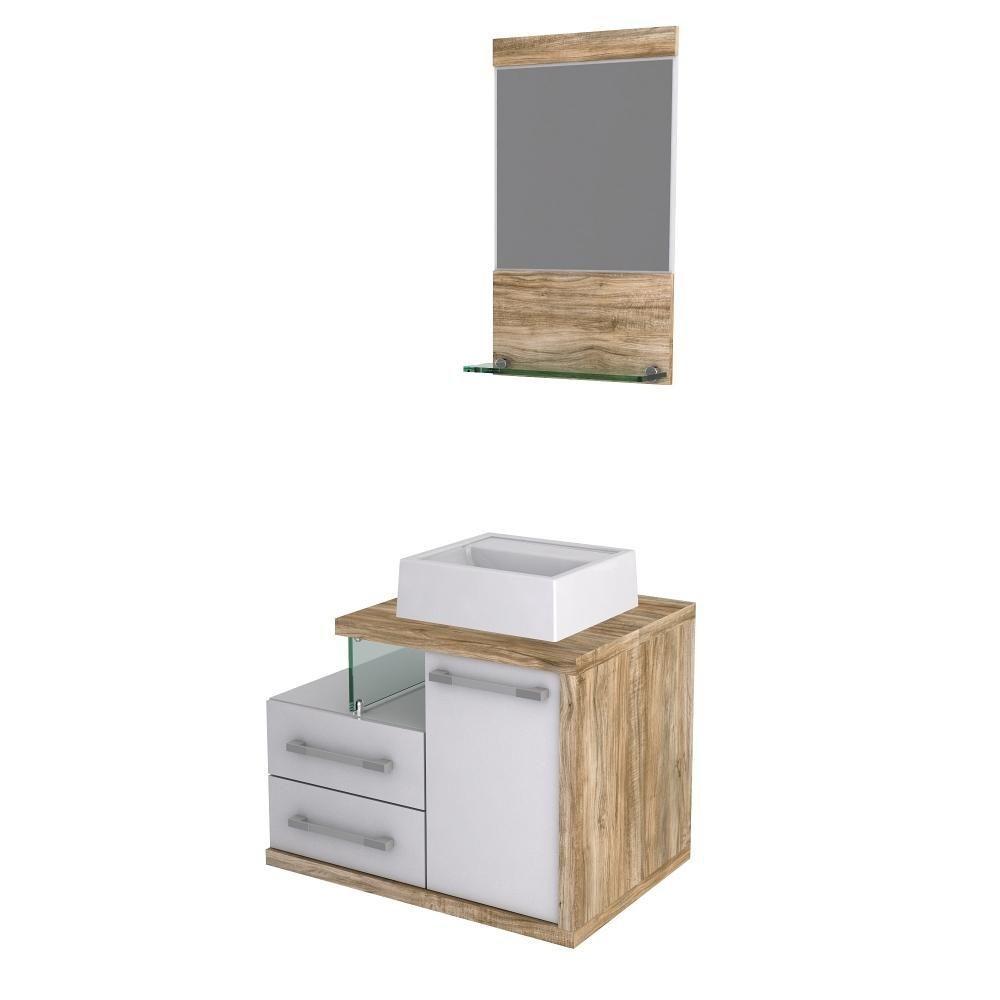 Conjunto Balcão C-cuba Q32 E Espelheira Legno 651 Branco Chess C-branco Chess Branco Chess C-carvalho - 2